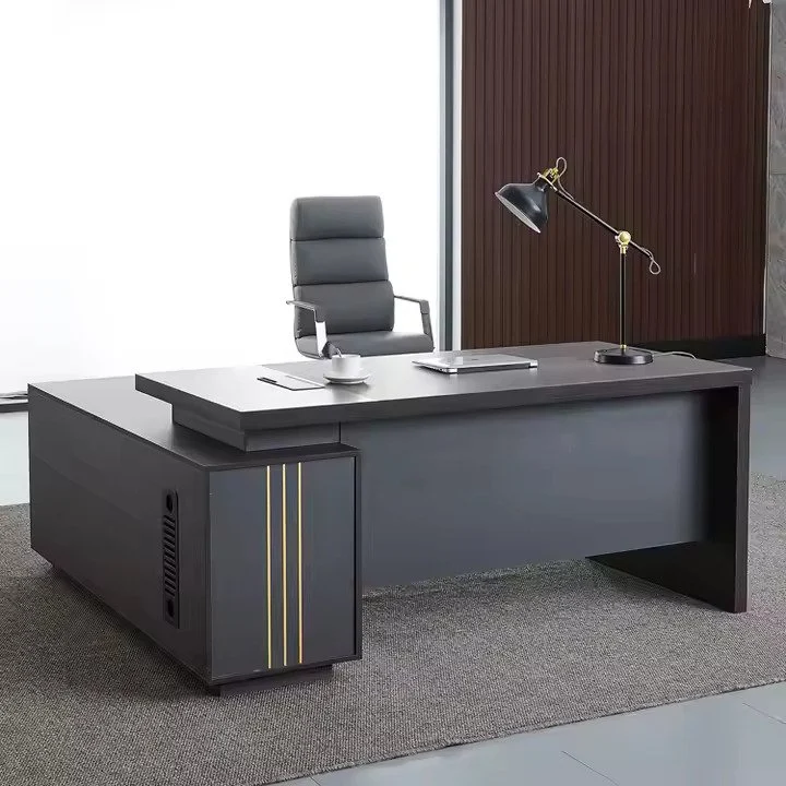 Bureau de direction noir en L