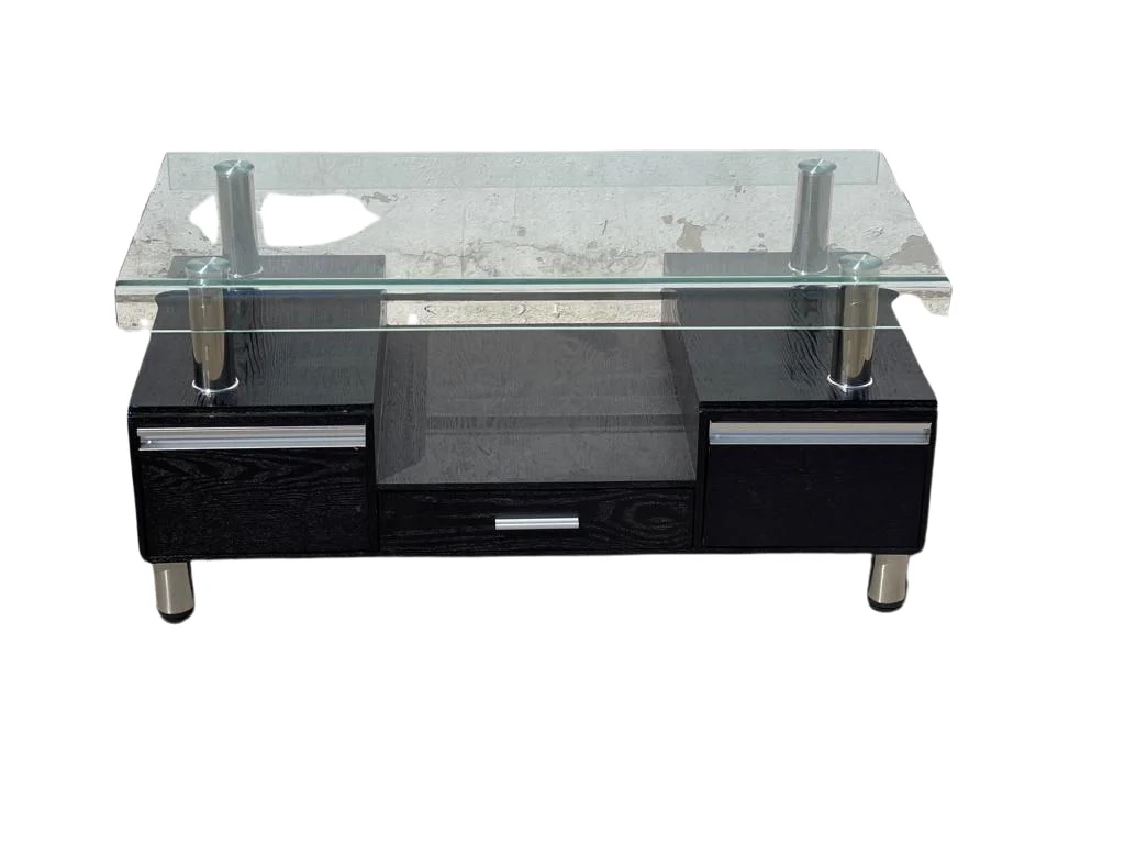 Table basse en bois et verre trempé