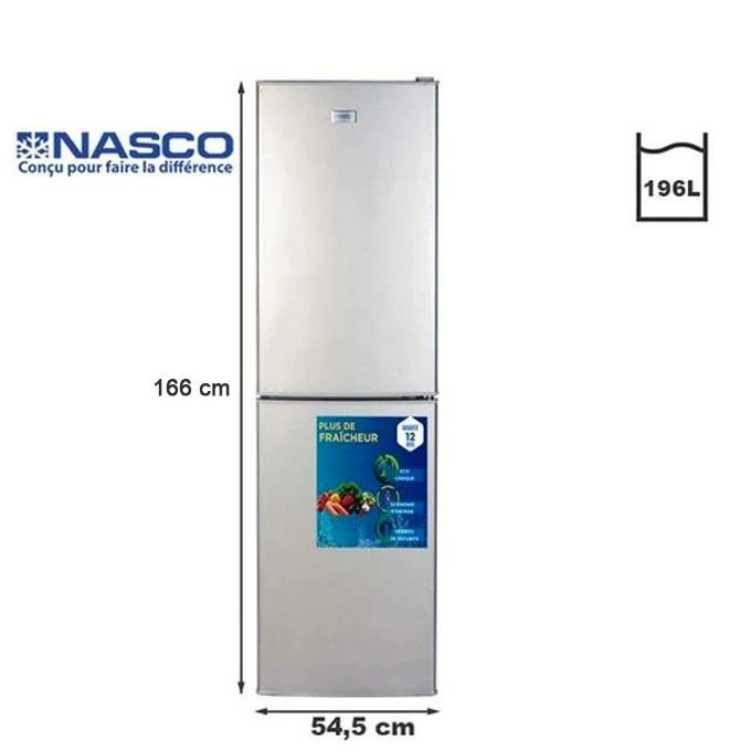 Nasco Réfrigérateur Combine 196 L - Nasd2-293fl - Gris