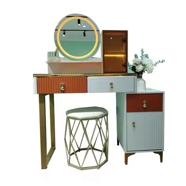 Meuble de coiffeuse avec tiroir et miroir Tabouret de maquillage
