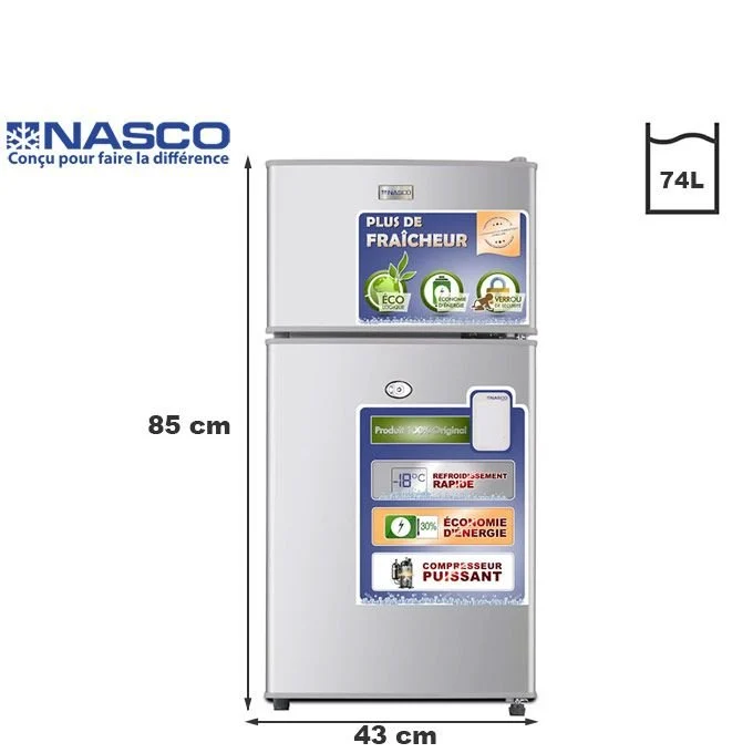 Réfrigérateur combiné Nasco 74 L — KNASF2-104, gris