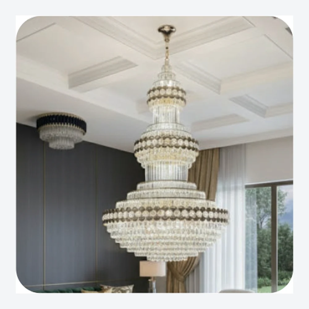 Grand lustre monumental en cristal transparent — série C40399