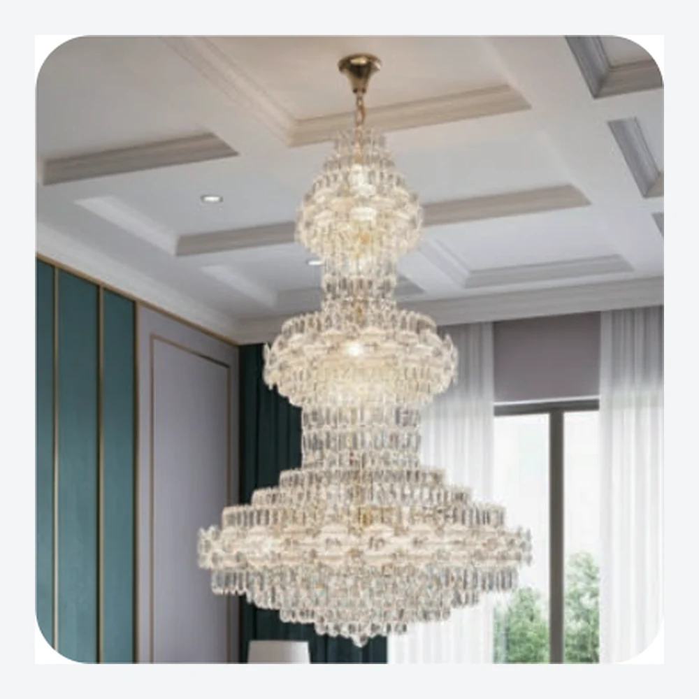 Grand lustre monumental en cristal transparent — série C40413