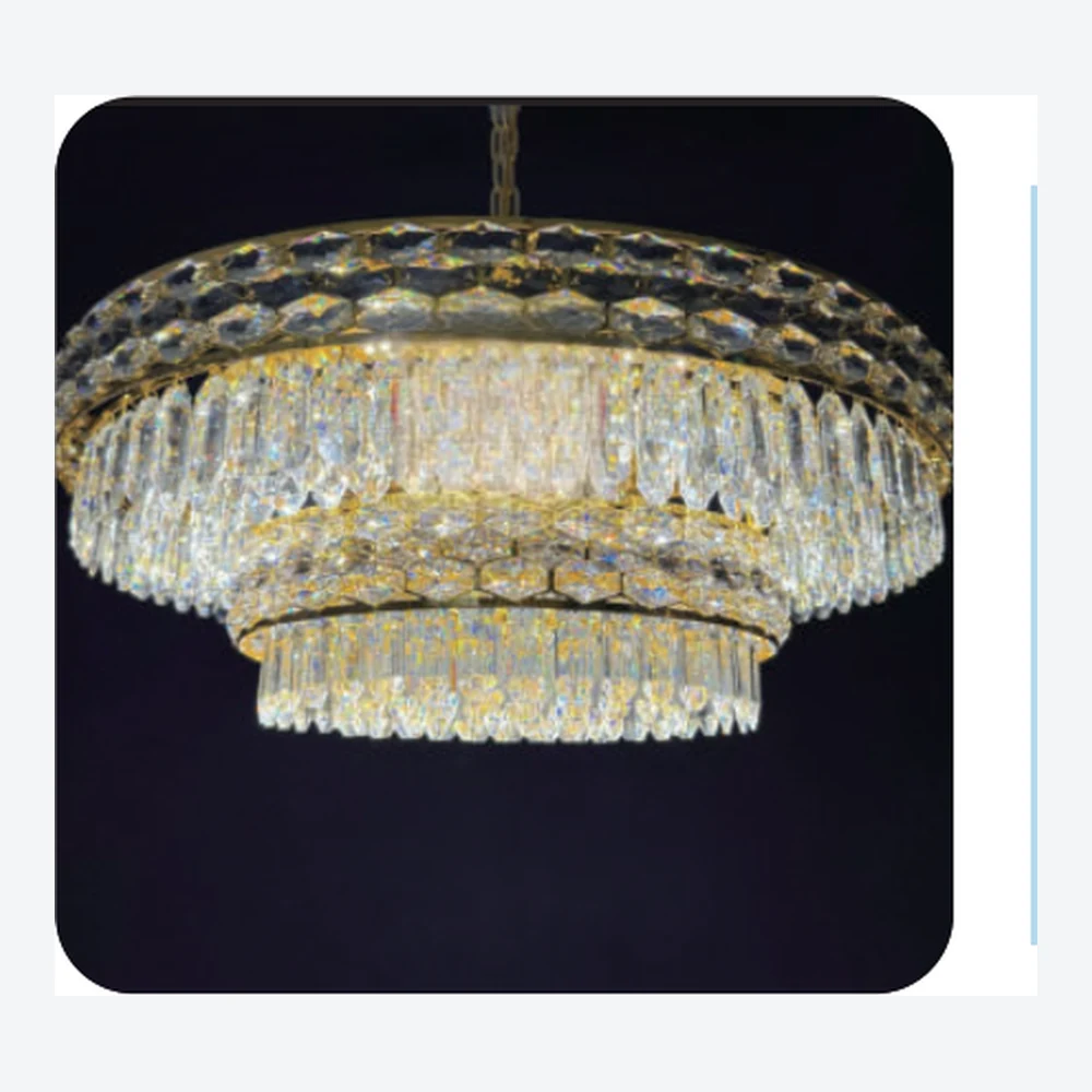Lustre à double couronne en cristal doré — série C40643