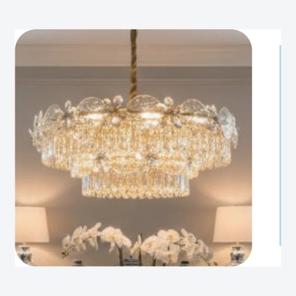 Lustre floral en cristal doré — série C40794