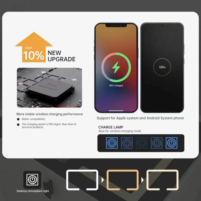Table de chevet intelligente à empreintes digitales pour casier de chambre à coucher avec coiffeuse à chargement USB – Image 6