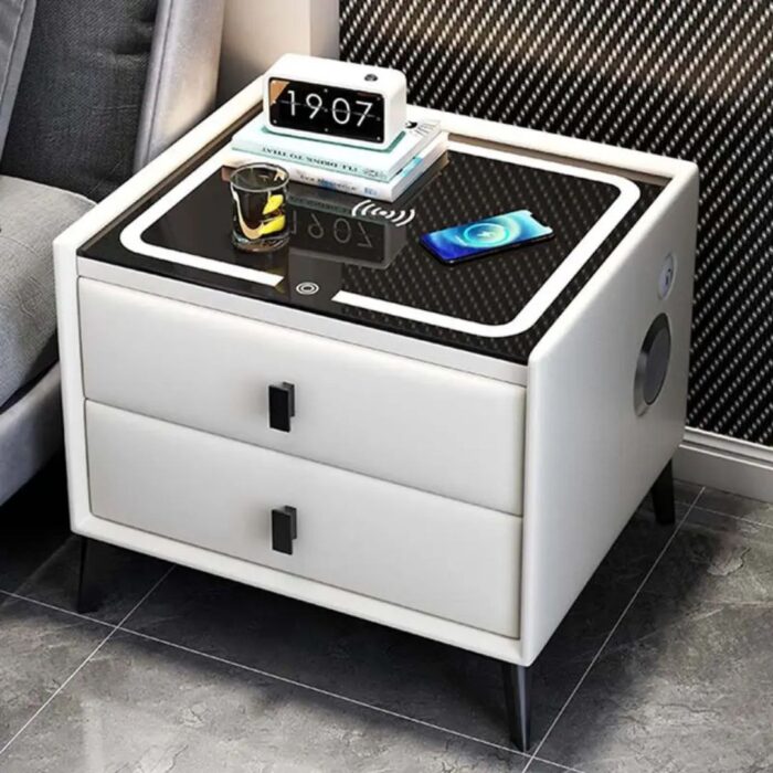 Table de chevet intelligente à empreintes digitales pour casier de chambre à coucher avec coiffeuse à chargement USB – Image 3