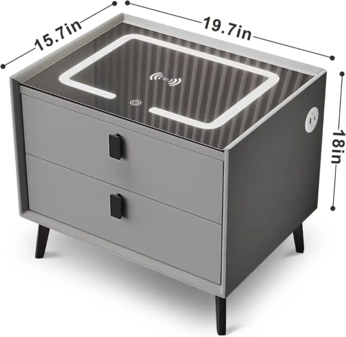 Table de chevet intelligente à empreintes digitales pour casier de chambre à coucher avec coiffeuse à chargement USB – Image 5