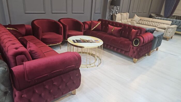 Offres Spéciales Canape de luxe salon acier inoxydable canapé 5-6 personnes Velours Tapisser Coupe Canapé Pour La Maison Hôtel – Image 2