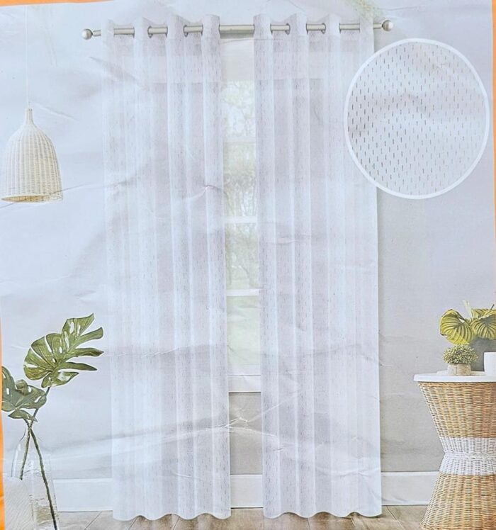 Rideaux voilés en mousseline brodée de couleur unie – Image 2